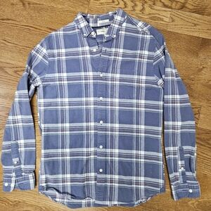 Men's M Hawker Rye Blue Slim Fit Plaid Button Up